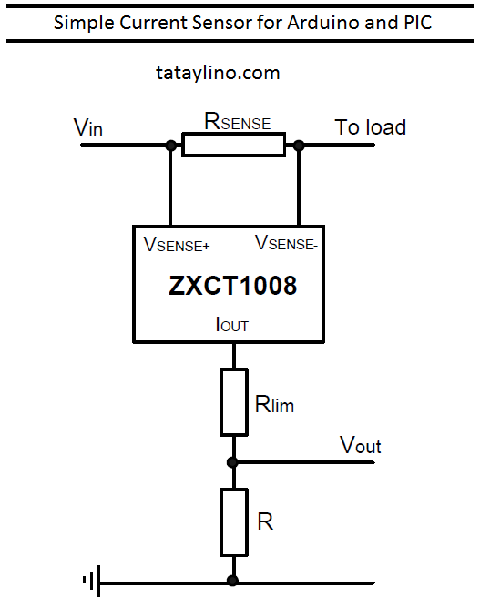Simple Current Sensor for Arduino and PIC Circuit Diagram