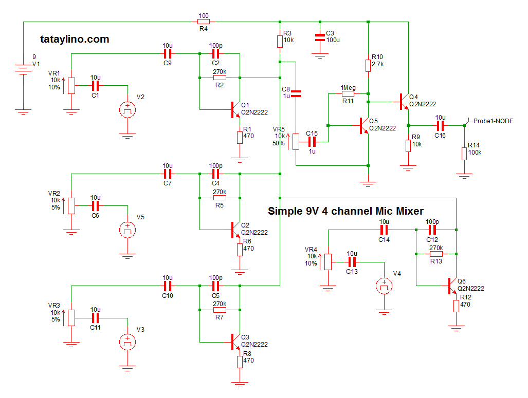 Simple 9V 4 channel Mic mixer - tataylino.com