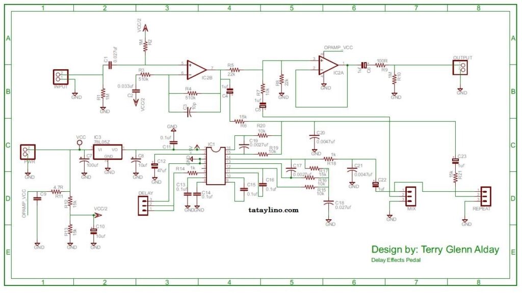 Delay pedal схема