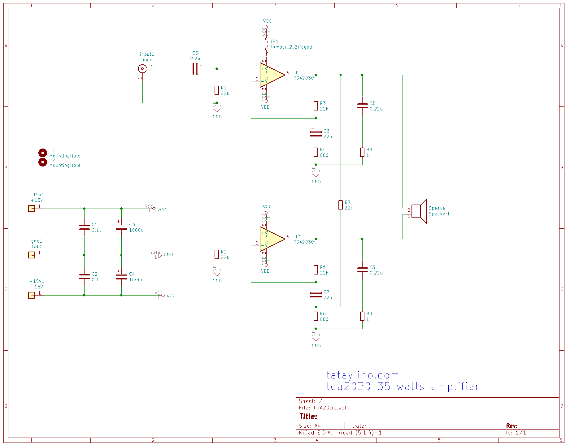 TDA2030 35W Bridged amplifier - Tataylino.com